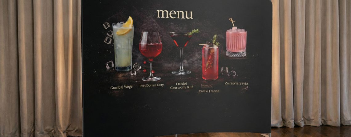 ścianka na salę weselną dla barmana