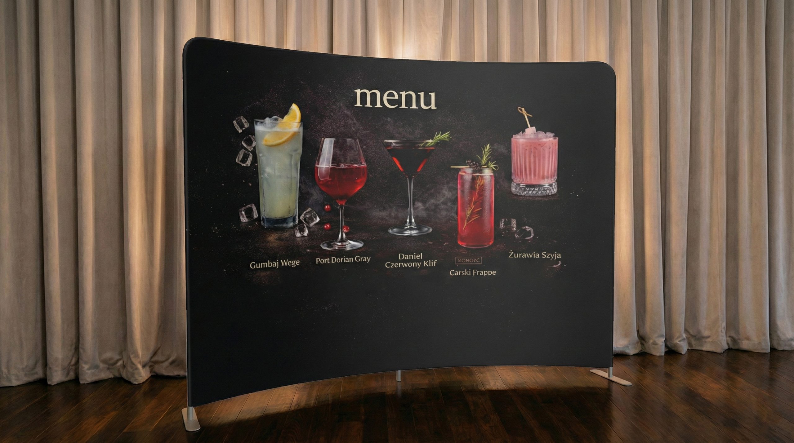 ścianka na salę weselną dla barmana