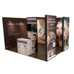 stoisko z kasetonem i trybunką na eventy, konferencje, targi